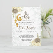 Invitation Dîner d'Iftar Fleuris Gris Douceur Esthétique de R (Debout devant)