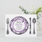 Invitation Dîner dinant fin blanc pourpre (Debout devant)