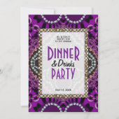 Invitation Dîner Dîner Dîner De Dentelle Violette Soirée (Devant)