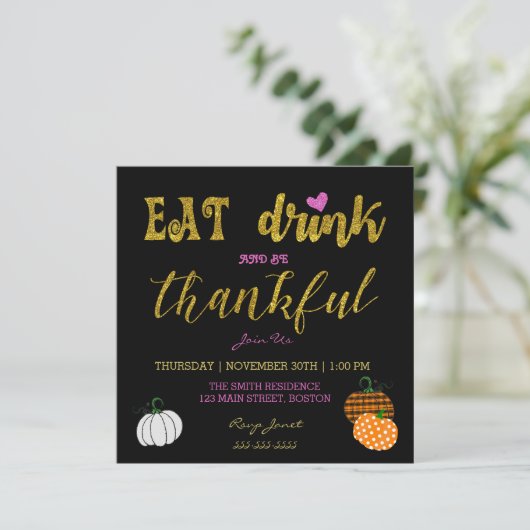 Invitation Dîner Dîner Thanksgiving (Debout devant)