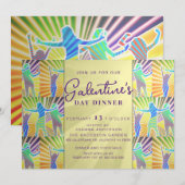 Invitation Dîner Disco Retro des années 70 Faux Gold Galentin (Devant / Derrière)