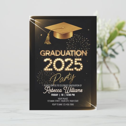 Invitation Dîner d'or customisé Sparkling (Debout devant)