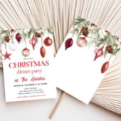 Invitation Dîner d'ornements d'hiver rouge Fête de Noël