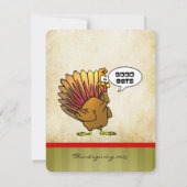 Invitation Dîner Drôle Drôle De Thanksgiving Turquie (Dos)