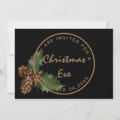 Invitation Dîner du réveillon de Noël en bronze noir, fête d' (Devant)