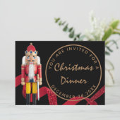 Invitation Dîner du réveillon de Noël noir rouge Casse-Noiset (Debout devant)