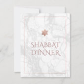 Invitation Dîner du Shabbat PixDezines Marbre + Or Rose (Devant)