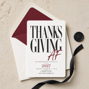 Invitation Dîner éditorial moderne de Thanksgiving AF