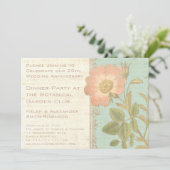 Invitation Dîner élégant d'anniversaire 25 ans Rose Vintage (Debout devant)