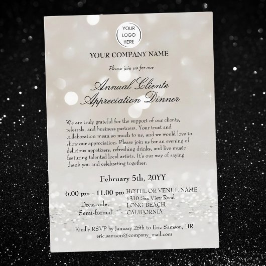 Invitation Dîner élégant d'appréciation de la clientèle d'ent