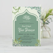 Invitation Dîner élégant de l'Iftar en vert sauge islamique e (Debout devant)