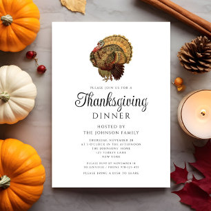 Invitation Dîner élégant de Thanksgiving à la turque vintage
