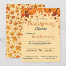 Dîner élégant de Thanksgiving Citrouille Feuilles