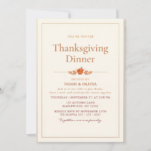 Invitation Dîner Élégant de Thanksgiving Fête de la Récolte