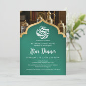 Invitation Dîner élégant d'Iftar de Ramadan Vert Or Arch (Debout devant)
