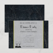 Invitation Dîner Élégant sur Marbre Noir (Devant / Derrière)