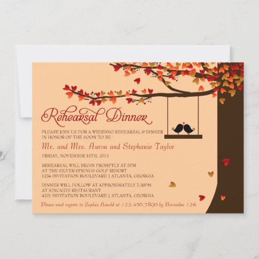 Invitation Dîner en baisse de répétition de coeurs (Devant)