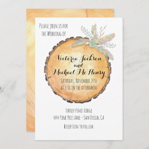 Invitation Dîner en bois tribal de répétition de rondin de