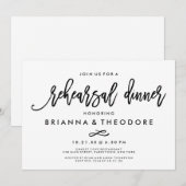 Invitation Dîner en lettres de répétition de mariage de main (Devant / Derrière)