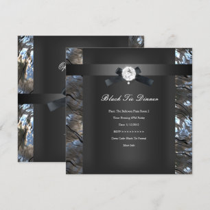 Invitation Dîner en noir et argent