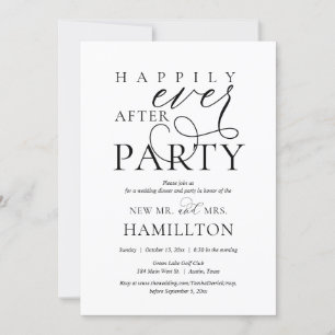 Invitation Dîner et fête de mariage après la cérémonie et heu