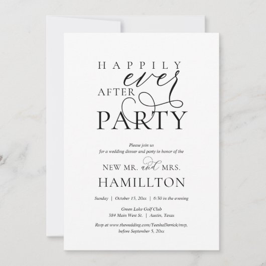 Invitation Dîner et fête de mariage après le bonheur éternel (Devant)