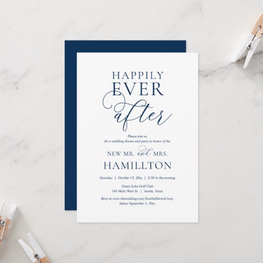 Invitation Dîner et soirée de mariage et après pour toujours (Devant/Arrière en situation)