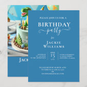 INVITATION DÎNER FESTIVE THÈME ANNIVERSAIRE FÊTE DE GÂTEAU (Devant / Derrière)