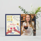 Invitation Diner Fête Amis Anniversaire Dîner Dîner Dégustati (Debout devant)