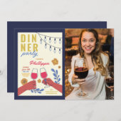 Invitation Diner Fête Amis Anniversaire Dîner Dîner Dégustati (Devant / Derrière)