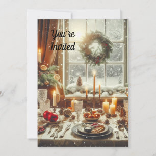 Invitation Dîner / Fête de Noël Vintage 