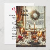 Invitation Dîner / Fête de Noël Vintage (Devant / Derrière)