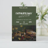 Invitation Dîner Fête des pères chic, vert foncé et beige (Debout devant)