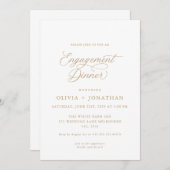 Invitation Dîner Fiançailles Gold Elegant Modern Calligraphy (Devant / Derrière)