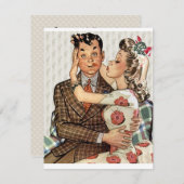 Invitation Dîner Fiançailles rétro (Devant / Derrière)