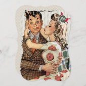 Invitation Dîner Fiançailles rétro (Devant / Derrière)