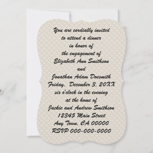Invitation Dîner Fiançailles rétro (Dos)