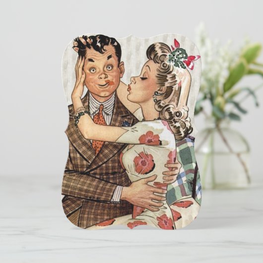 Invitation Dîner Fiançailles rétro (Debout devant)