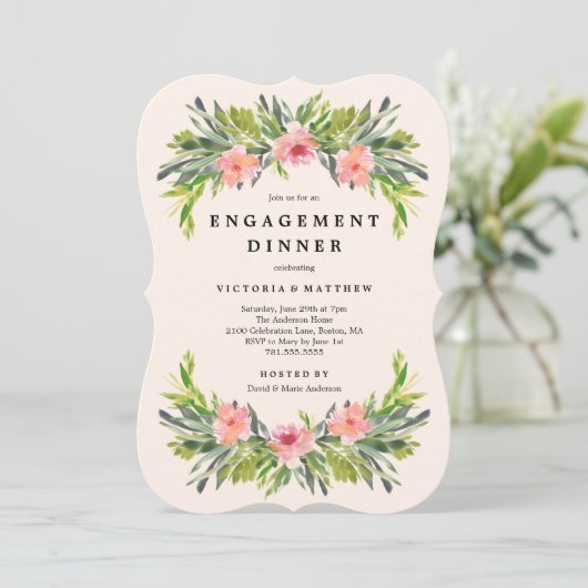 Invitation Dîner Fiançailles Tropical (Debout devant)