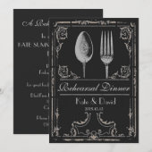 Invitation Dîner fleuri vintage de répétition de fourchette (Devant / Derrière)