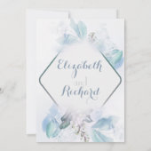 Invitation Dîner floral bleu poussiéreux de répétition (Dos)