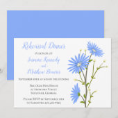 Invitation Dîner Floral Blue Rehearer Mariage Fleur Daisy (Devant / Derrière)