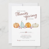 Invitation Dîner Floral Citrouille Thanksgiving (Devant)