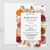 Invitation Dîner Floral d'automne Anniversaire (Devant / Derrière)