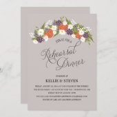 Invitation Dîner floral rustique de répétition de guirlande (Devant / Derrière)