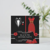 Invitation Dîner Formel en Blanc Cravate Noire Rouge 2B (Debout devant)