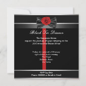 Invitation Dîner Formel en Blanc Cravate Noire Rouge 2B (Dos)