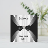 Invitation Dîner Formel Noir Blanc Bow Argent (Debout devant)