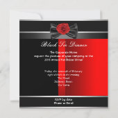 Invitation Dîner Formel Soirée Blanc Cravate Noire Rouge (Dos)