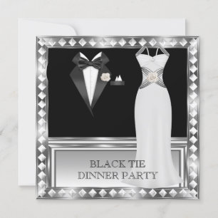 Invitation Dîner Formel Soirée Blanc Noir Tenue de Soirée Hol